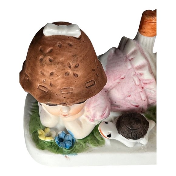 VTG 1982 W.A.Stratford Bonnie Brite Porcelain Bisque Candle Holder turtle‎ girl - Picture 2 of 10